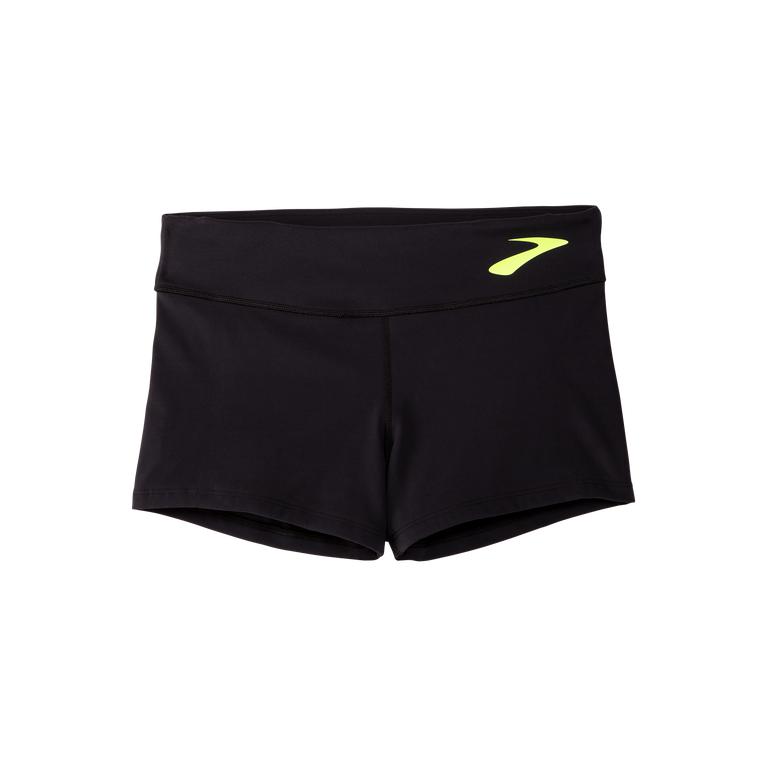 Brooks Women's SPEEDWORK TIGHT Running Shorts - Black/Nightlife/GreenYellow - Canada (LJMKT-6190)